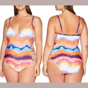 NEW Kenneth Cole Reaction Tidal Wave Macrame Side‎ One-Piece [SZ Small ]